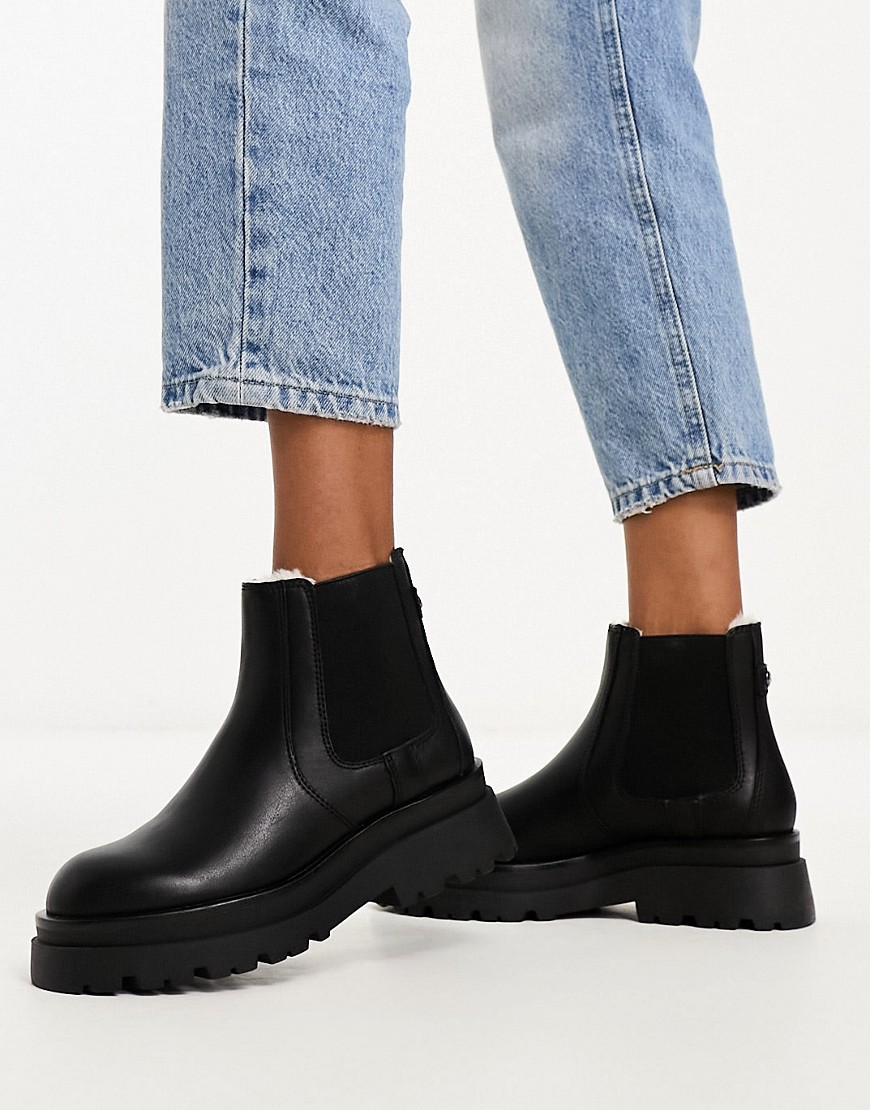 Aldo Stompd Chunky Ankle Boots In Black Leather