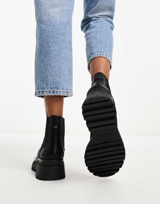 ALDO Stompd chunky ankle boots in black leather ASOS