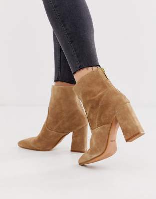 ALDO suede block heel pointed boots-Beige