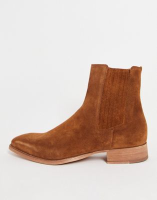 Aldo suede high ankle chelsea boots in cognac