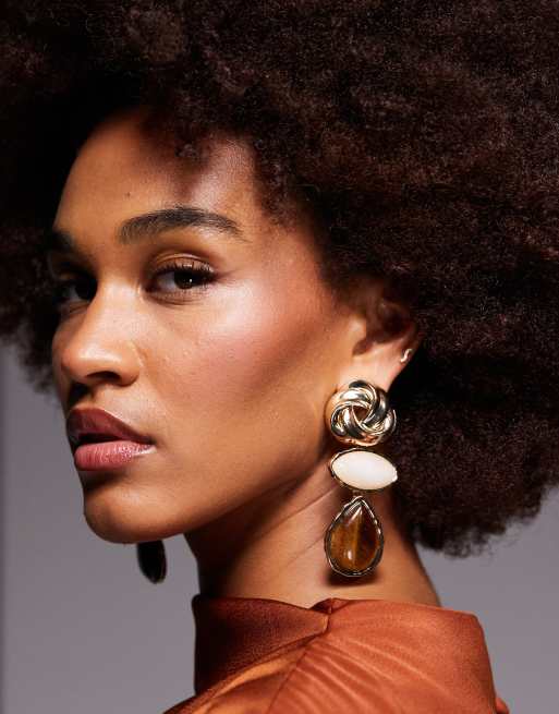 ALDO sunara vintage twist and stone drop earrings in gold