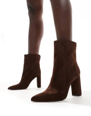 ALDO ALDO Sushi block heel ankle boots in dark brown suede