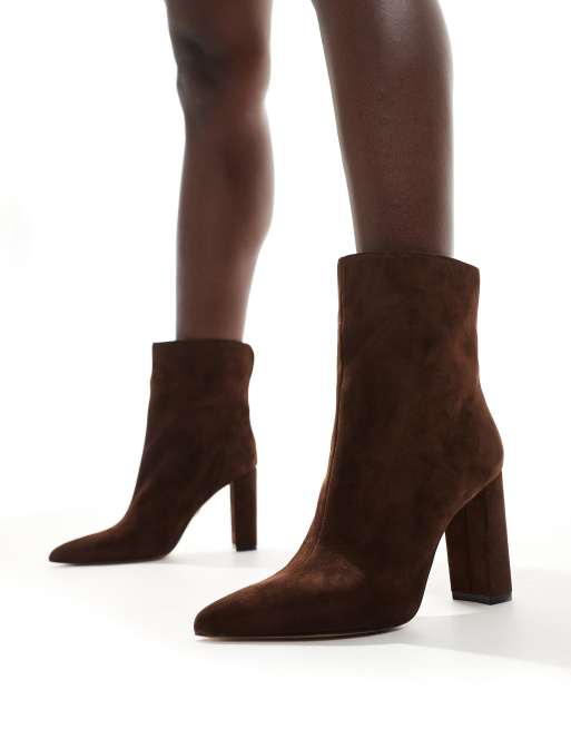 Dark brown heeled booties hotsell