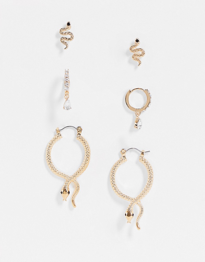 ALDO Sylithh snake earrings multipack in gold