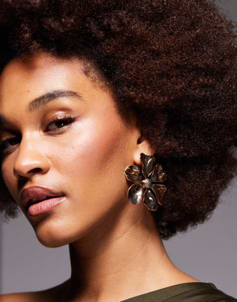 ALDO tahllia molten flower earrings in gold - view 1