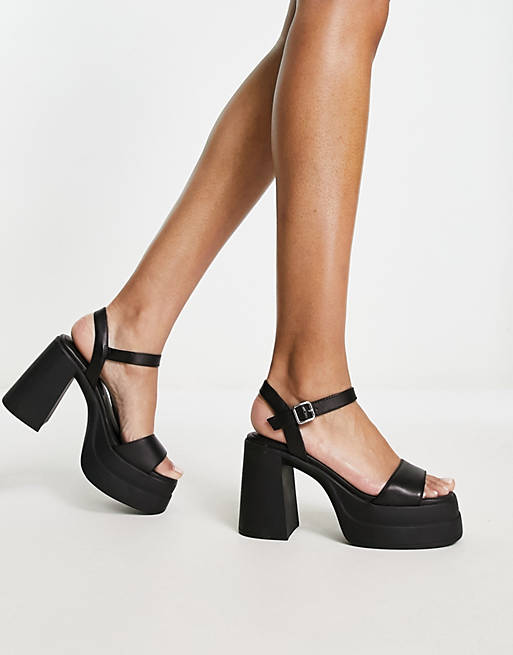 Aldo Taina heeled sandals in black leather | ASOS