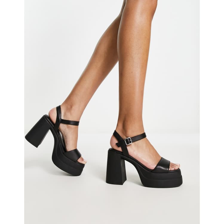 Rød Array ornament Aldo Taina heeled sandals in black leather | ASOS