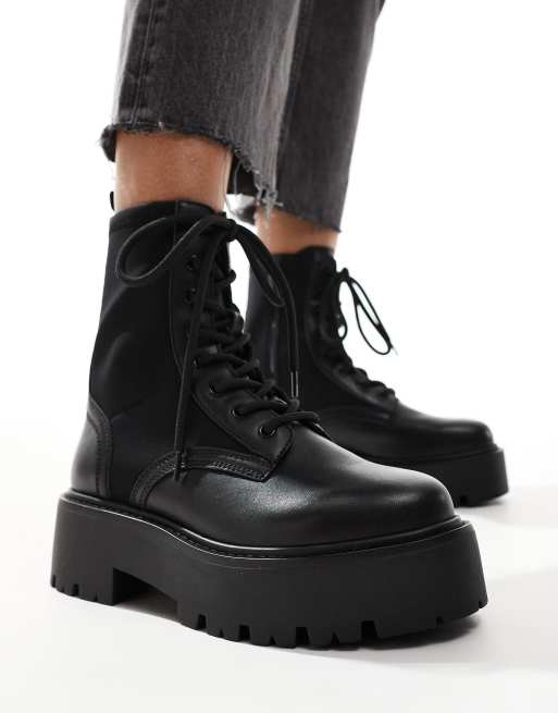 Asos black leather ankle boots online