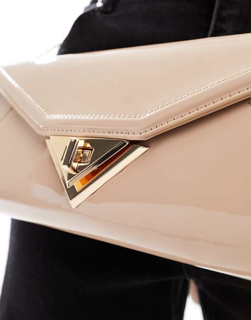 Beige patent cheap clutch