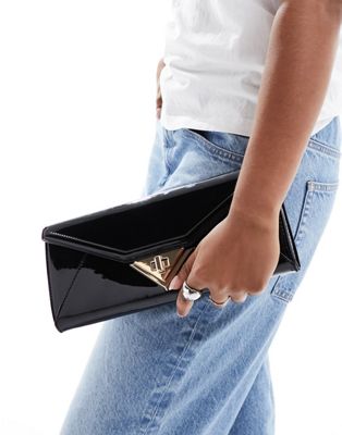 ALDO Tei envelope clutch bag with chain strap in black - ASOS Price Checker