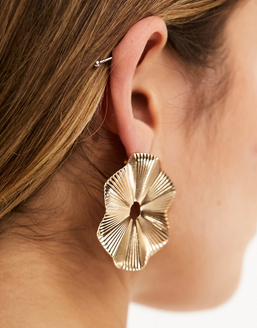 ALDO textured round button statement earrings in gold