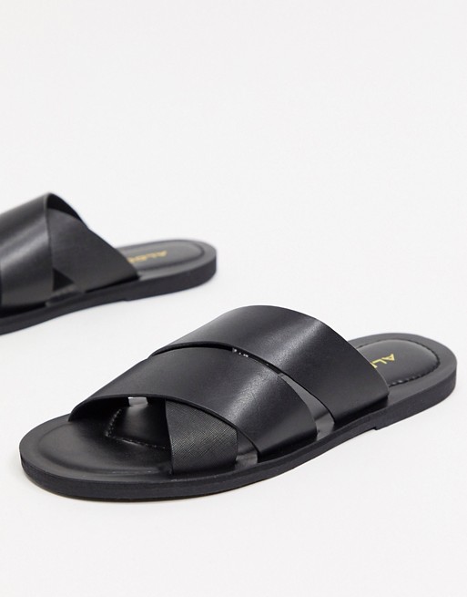 ALDO thigollan leather footbed flat sandals in black