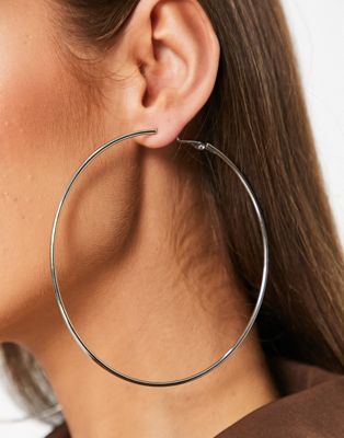 ALDO Thilisien 110mm hoop earrings in silver tone