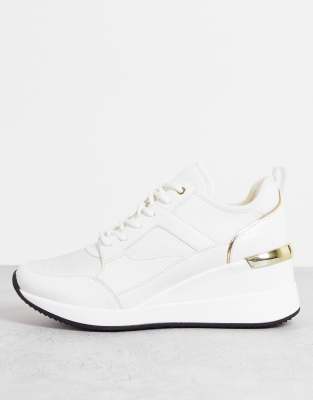 ALDO Thrundra wedge trainer in white - ASOS Price Checker