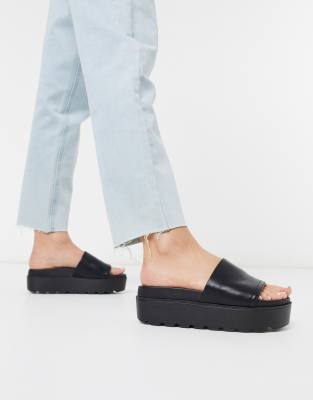 mules plateforme noir