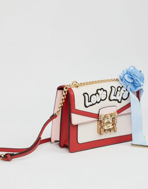 ALDO Top Handle Cross Body Bag with Love Life Embroidery