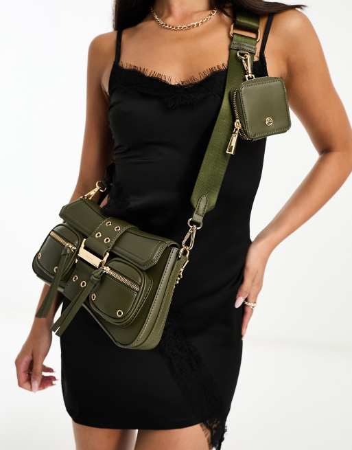 ALDO – Torebka crossbody w kolorze khaki z łańcuszkiem w stylu utility