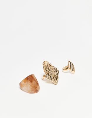 Aldo Tortoise Multi 3 Ring Set In Gold