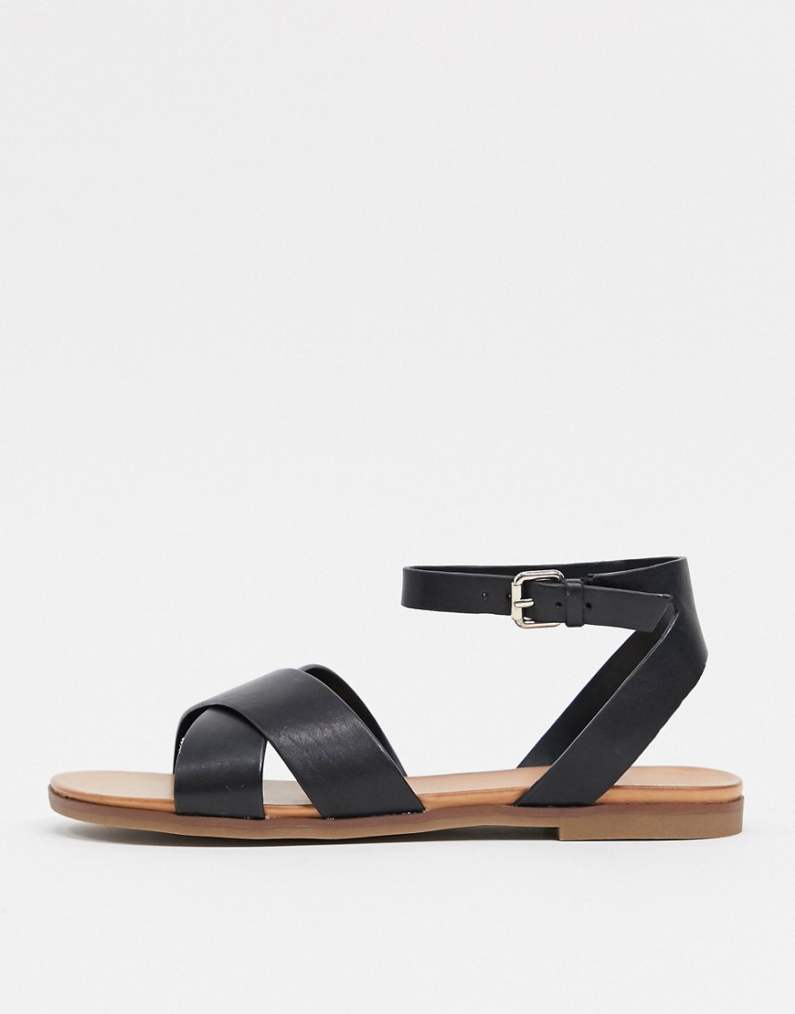 Aldo - Tweedelige sandalen met gekruiste voorkant in zwart