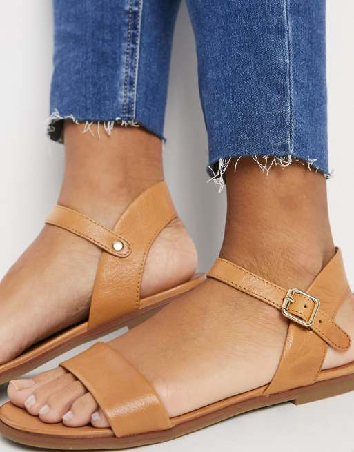 Aldo two part flat sandals in tan ASOS