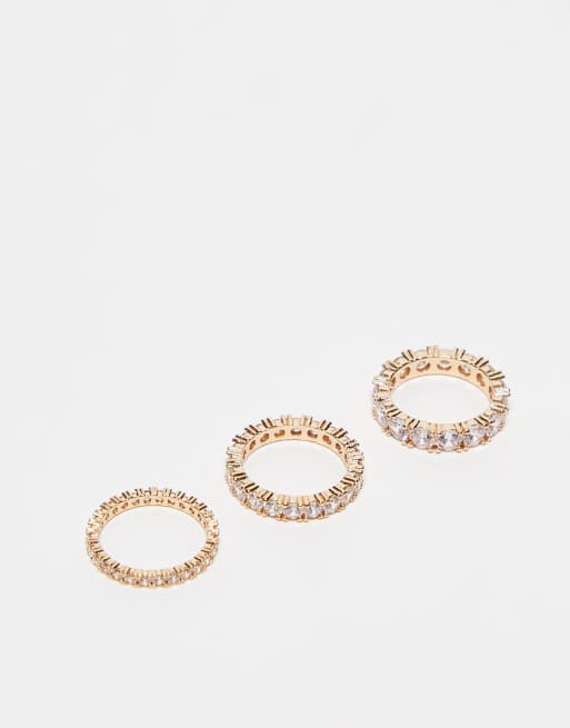 ALDO Uniawen pack of 3 cubic zirconia crystal gold rings