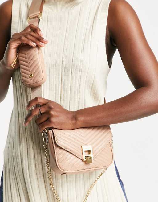 ALDO Unila cross body bag in beige quilting