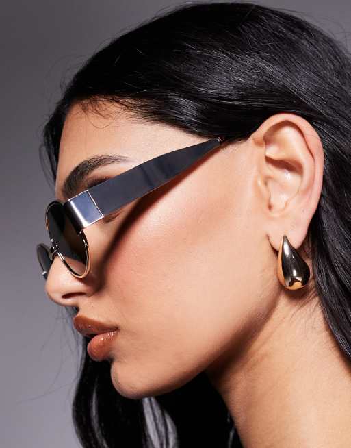 ALDO unirerin slim round metal sunglasses in gold and