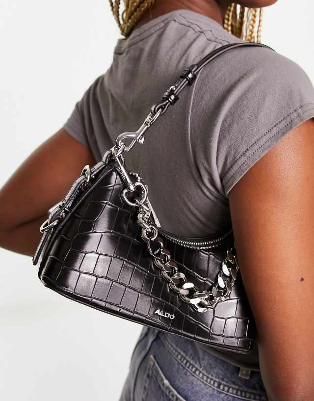 Aldo Valamarynx chain detail shoulder bag in black