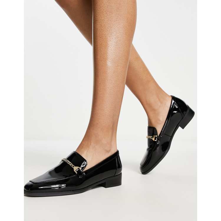 Aldo Valenaclya chain loafers in black patent