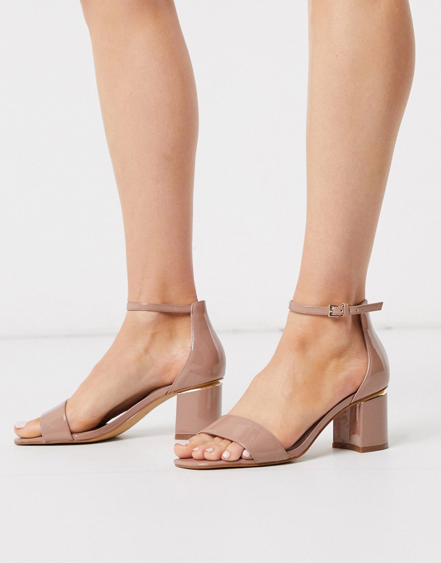 ALDO - Valentina - Sandalen met halfhoge hak van lakleer-Beige