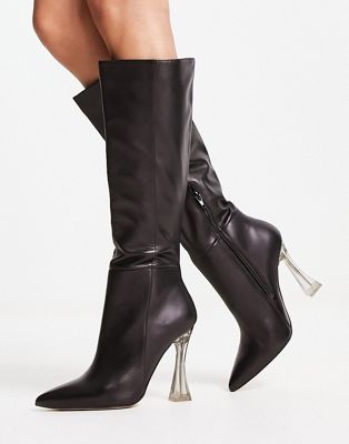 ALDO Vonteese knee high boots in black leather  - ASOS Price Checker