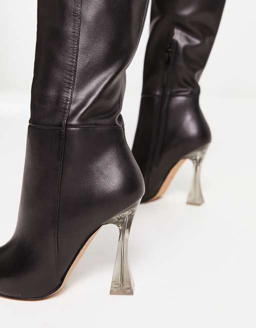 ALDO Vonteese knee high boots in black leather ASOS