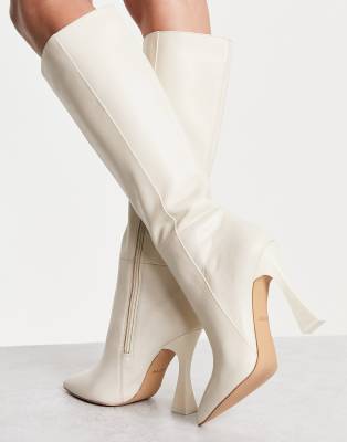 ALDO Vonteese knee high boots in white leather  - ASOS Price Checker