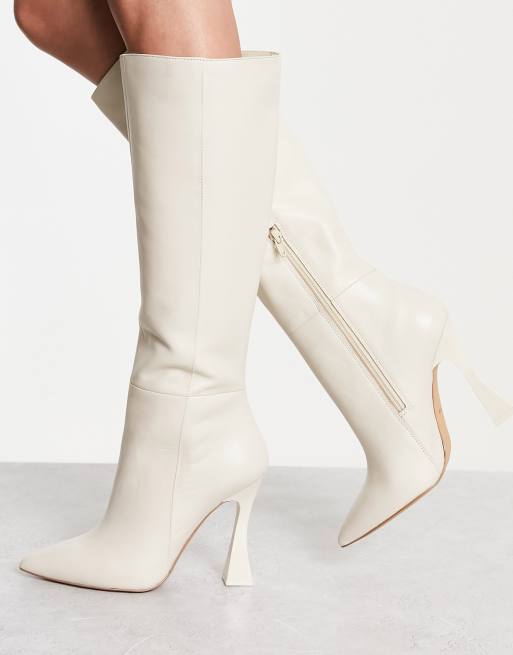 ALDO Vonteese knee high boots in white leather ASOS