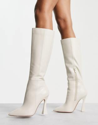 ALDO Vonteese knee high boots in white leather  - ASOS Price Checker