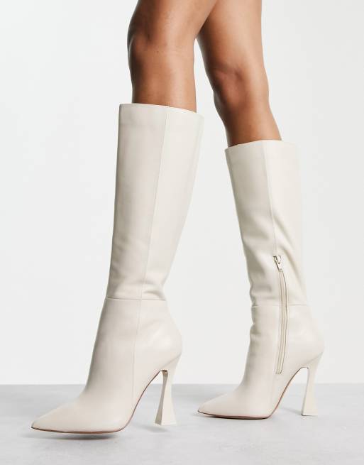 White leather hotsell knee high boots