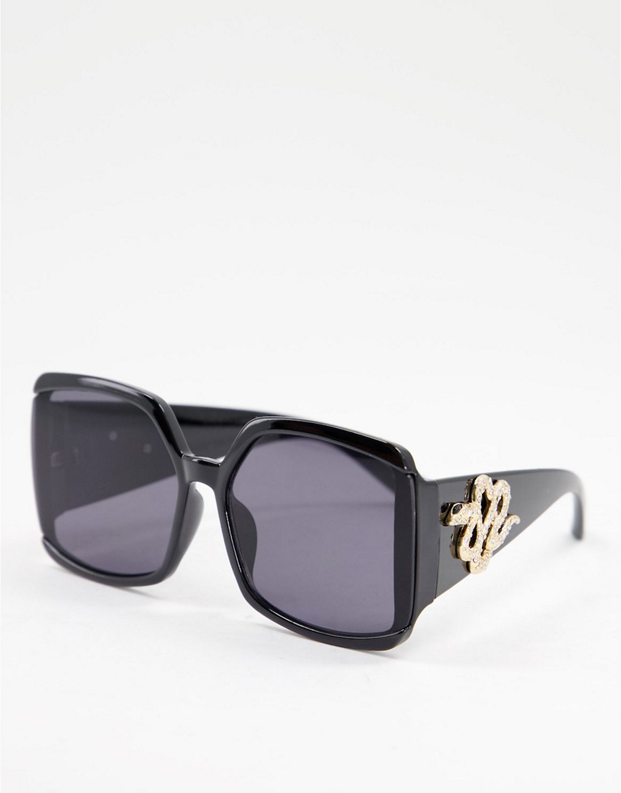ALDO Wendalla snake embellished oversized sunglasses in black