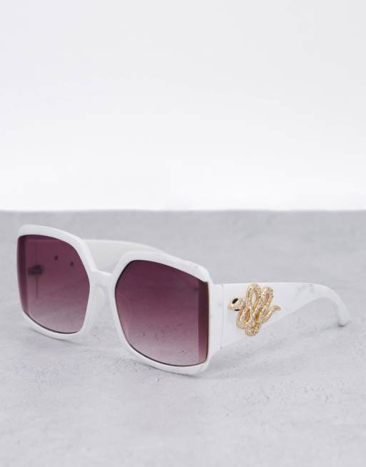 ALDO Wendalla snake embellished oversized sunglasses in white