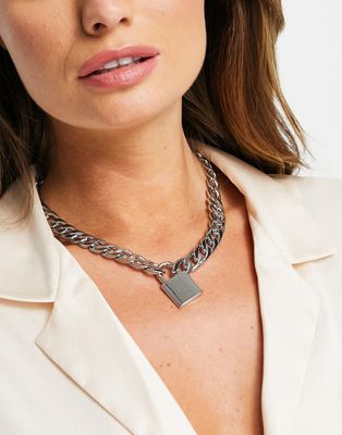 ALDO Weverlaan padlock chain necklace in silver