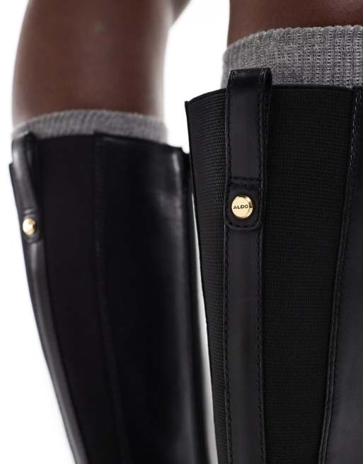 Aldo Wicoenitall riding boot in black leather ASOS