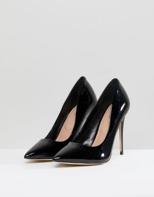 wide fit black court heels