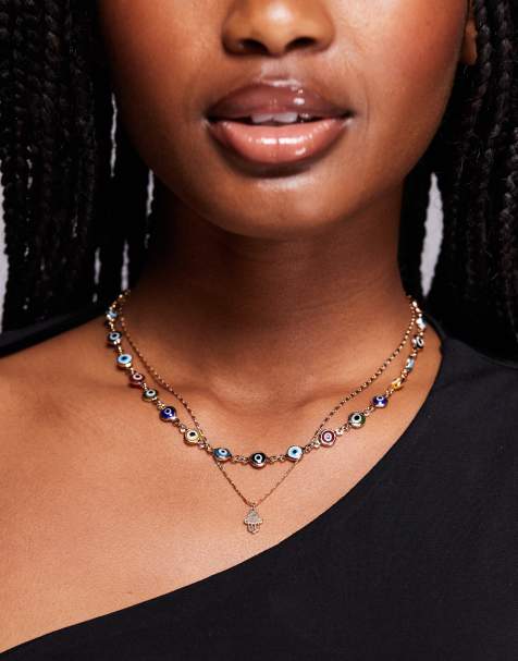 ALDO - Wirabaen - Gelaagde ketting met boze oog bedeltjes in goud - view 1