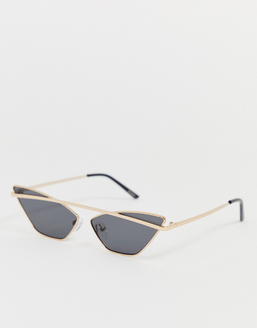 Aldo Wire Bar Detail Anglar Cateye Sunglasses-Gold