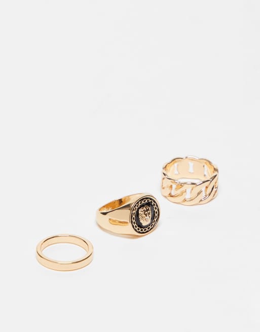 ALDO - Woe - Set van 3 ringen met leeuwenkop