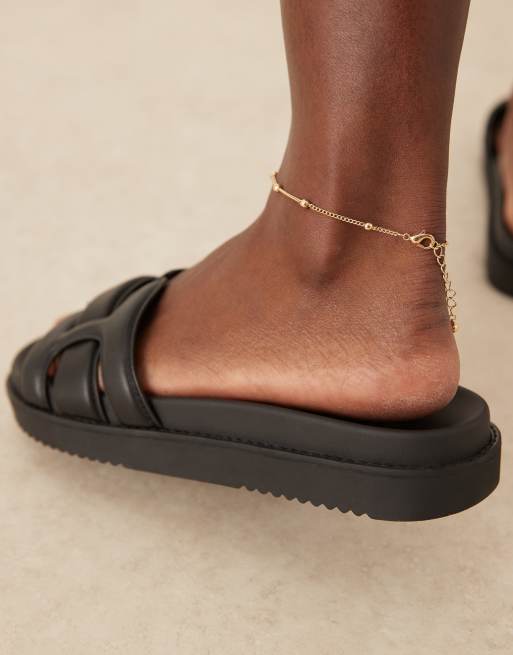 ALDO Wylalaendar padded footbed sandals in black leather