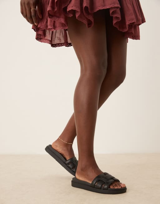 ALDO Wylalaendar padded footbed sandals in black leather