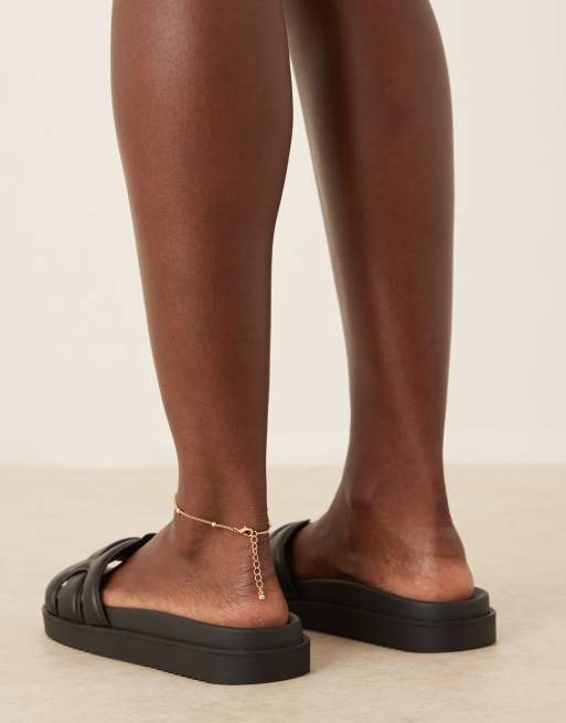 ALDO Wylalaendar padded footbed sandals in black leather