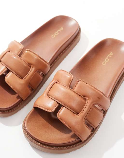 ALDO Wylalaendar padded footbed sandals medium brown leather, 3 of 4