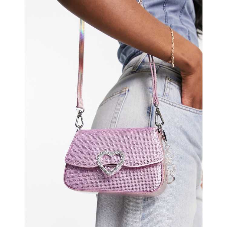 ALDO x Barbie rhinestone crossbody bag with heart embellishment in