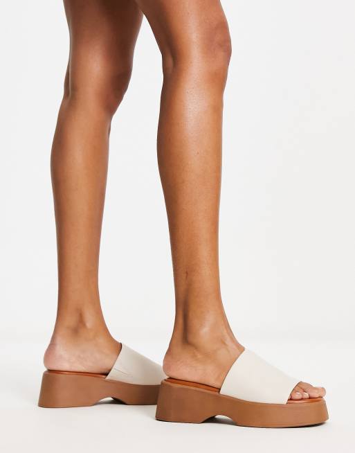 ALDO Yassu chunky mule sandals in birch leather ASOS